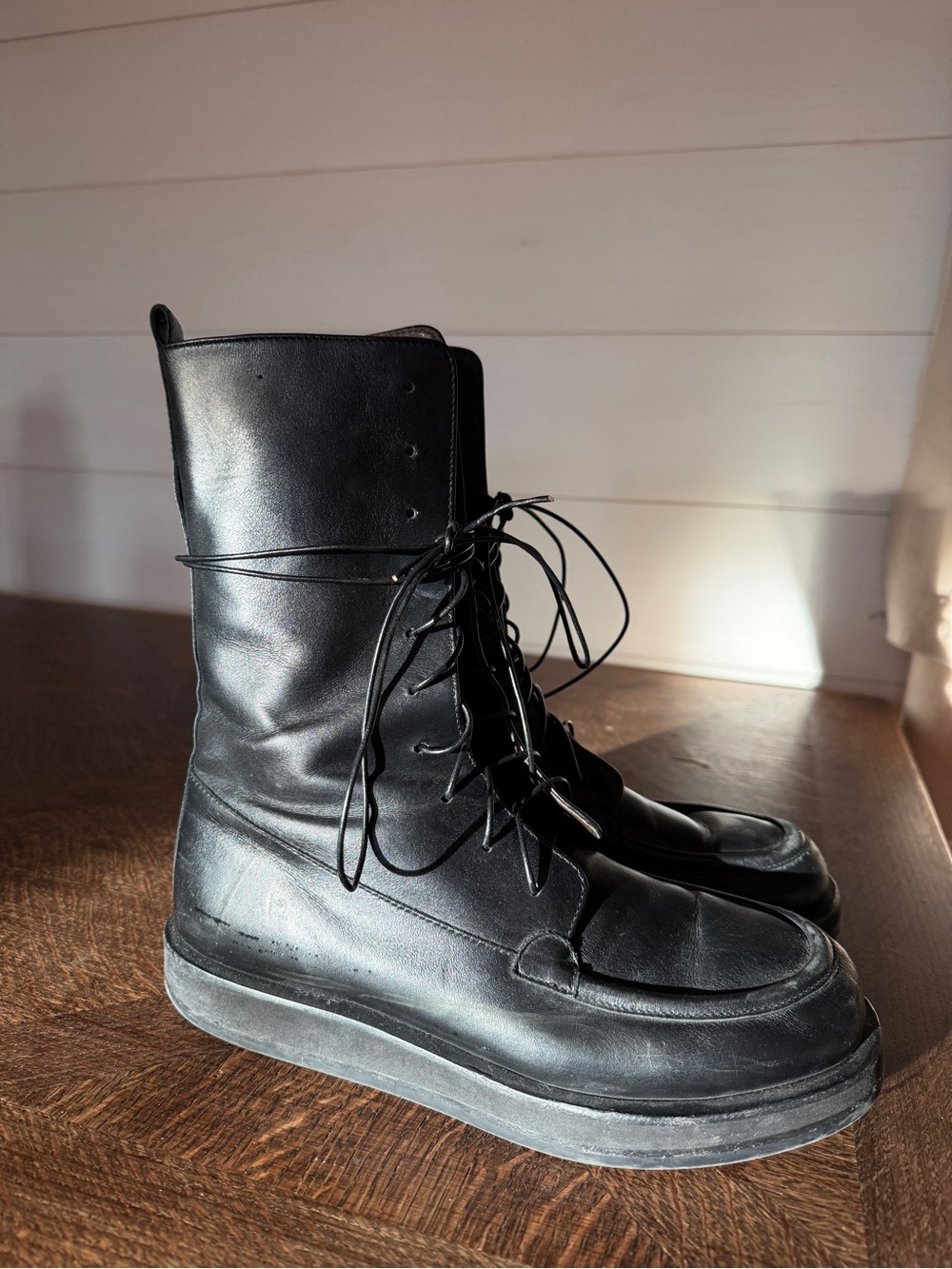 The Row Black Patty Lace-Up Combat Boots